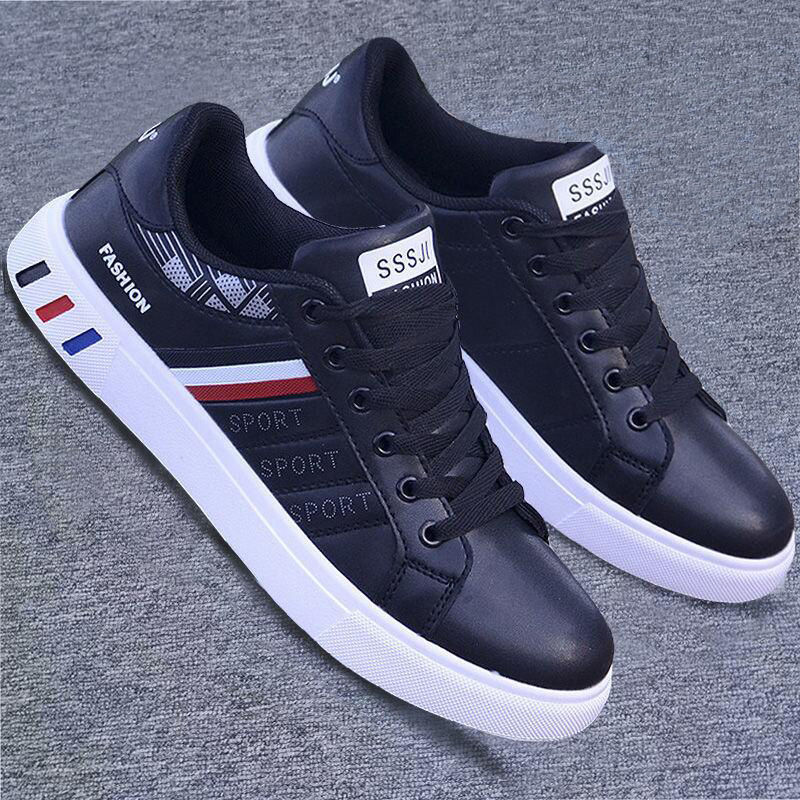 Men's Sneakers Casual Sports Shoes for Men Lightweight PU Leather Breathable Shoe Mens Flat White Tenis Shoes Zapatillas Hombre