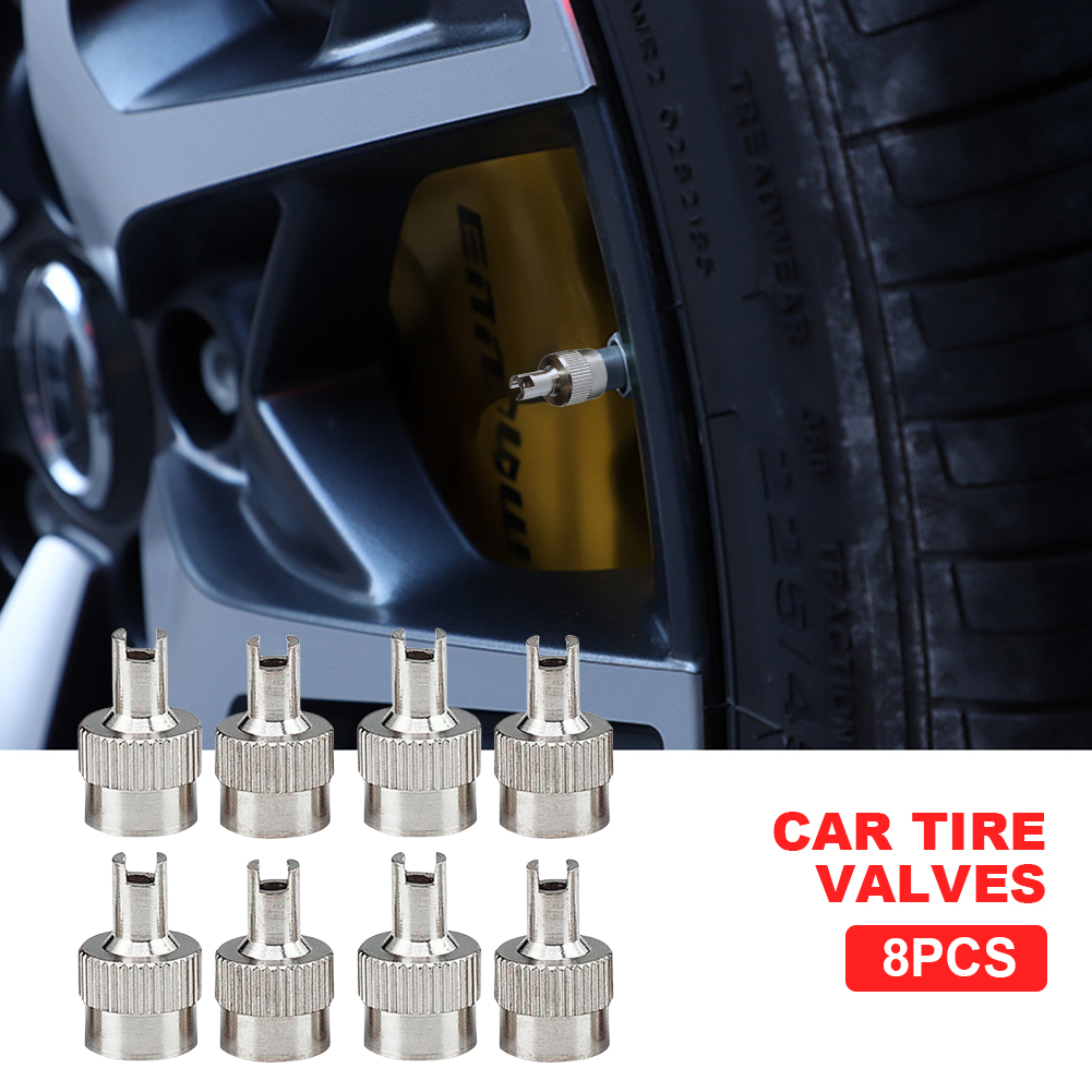 8Pcs Slotted Head Valve Stem Caps Leak-proof Wheel Tire Valve Lid Cover Copper Tire Valve Stem Cap for Car Motorcycle Repair