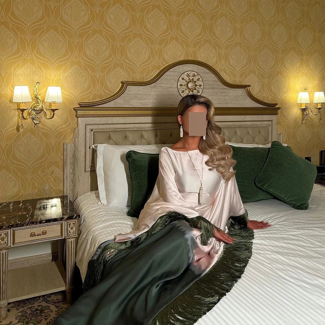 Modest Muslim Bat Wing Sleeve Gradient Tassel Kaftan Eid al Adha Party Evening Dress Dubai Abaya Islam 241112