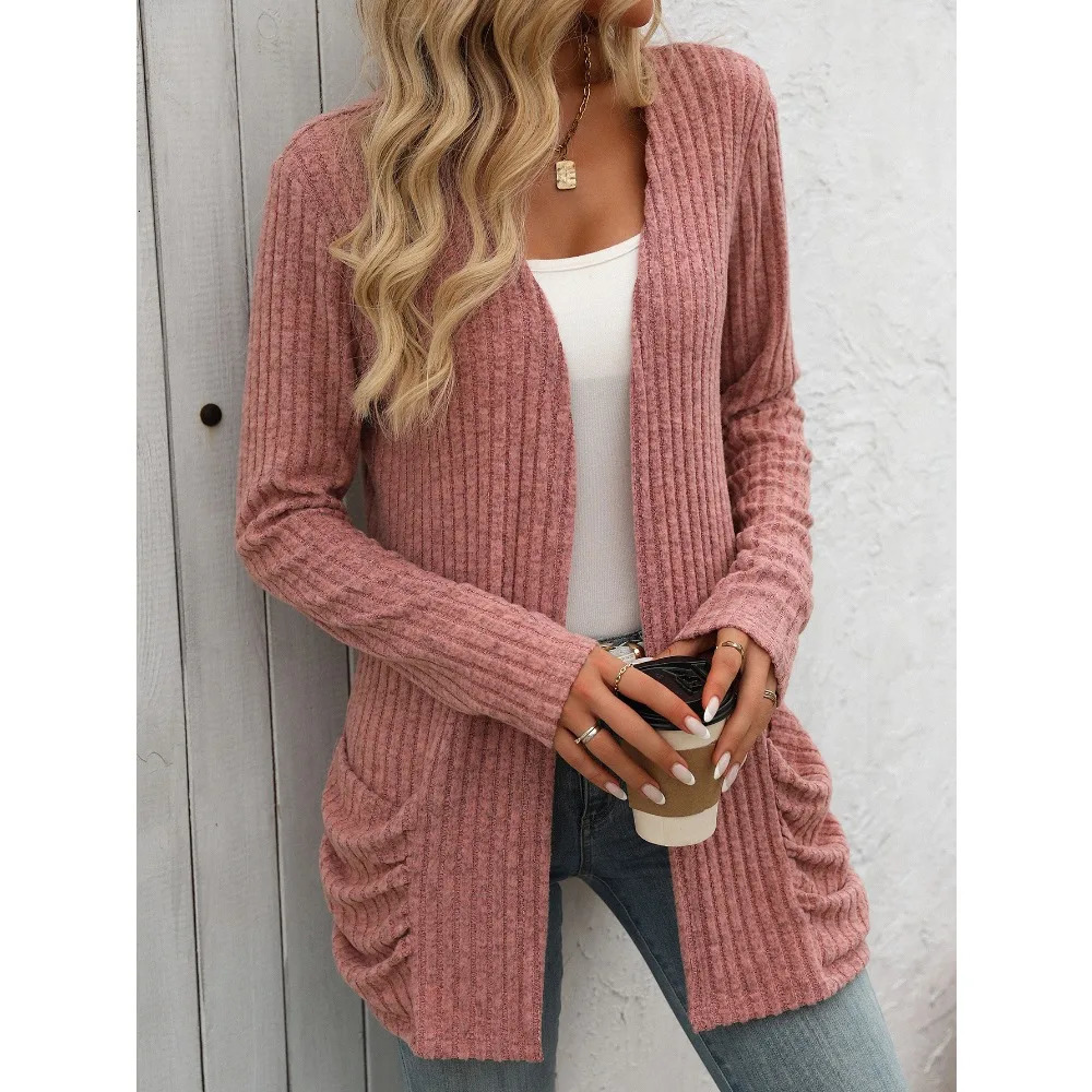 Solid Color Casual Loose Cardigan For Women 2024 Autumn Winter Fashion Womens Oversize Knitted Sweater Vintage Female Knitwears 241108