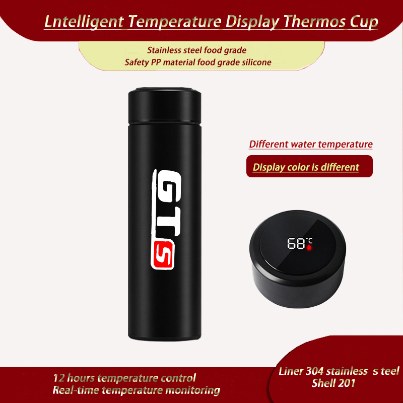 Car Thermoses Water Bottle Portable Travel Mug with Smart LCD for Mercedes Benz AMG CLA CLK CLS SLC SLK Auto