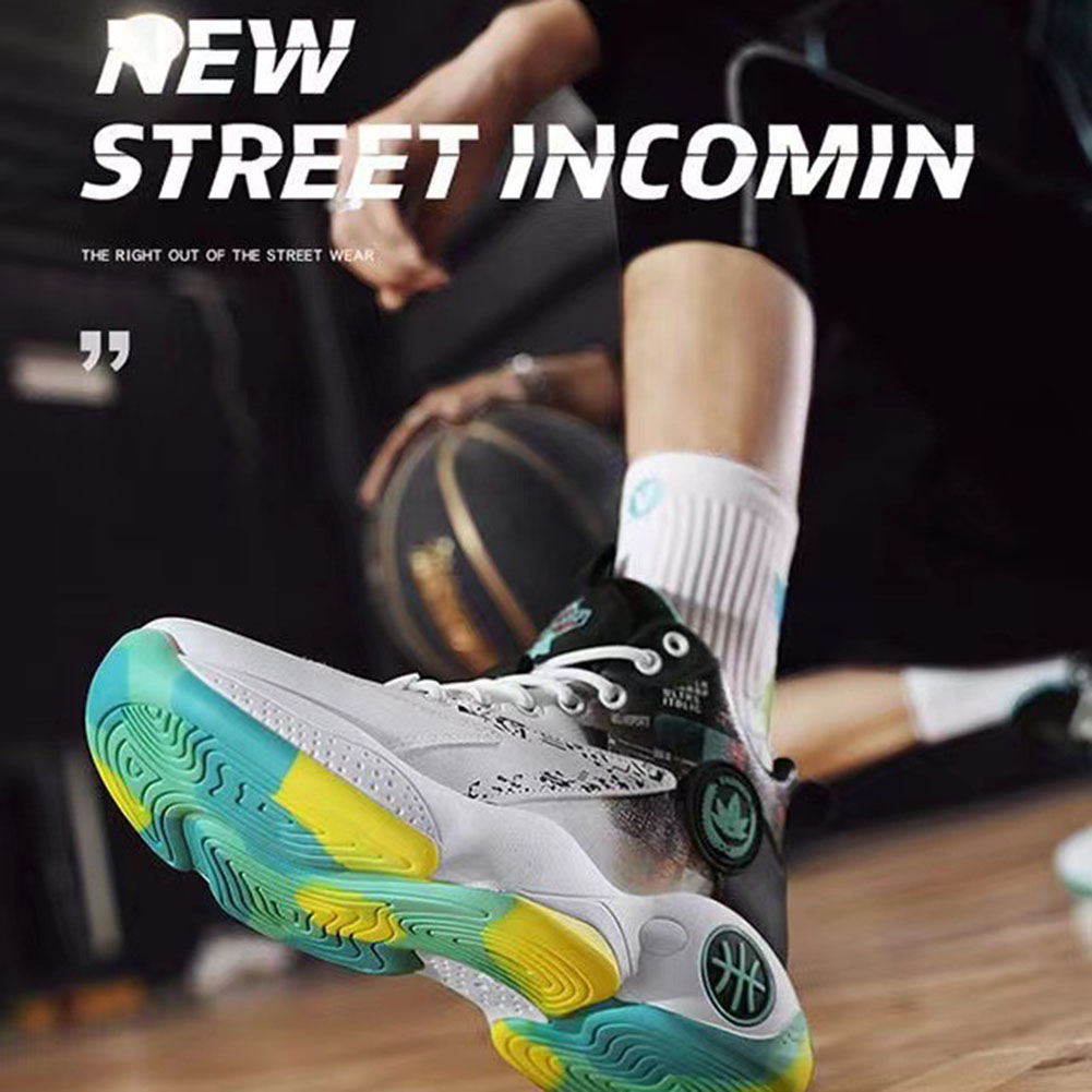 Cool Lace-Up High Top Basketball Shoes Non-Slip Sole Breathable Shoes For Workout