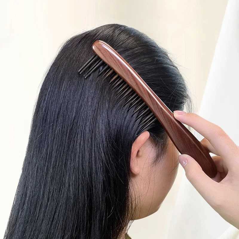 Pc natural wood comb meridian massage anti-static wide tooth comb suitable for women with straight curly hair W241112