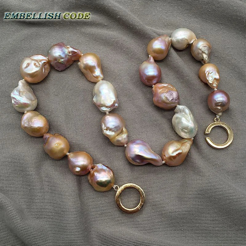 Amazing sales mixed colors large size organization nuclear flame ball shape Baroque statement necklace 100% natural pearls 241112