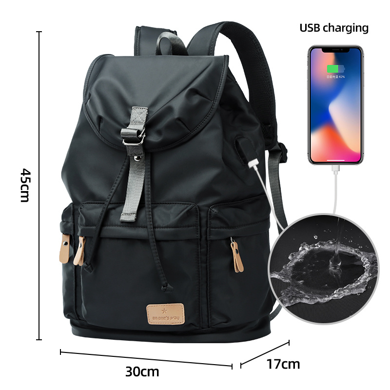 Waterproof 14 Inch Laptop Backpack USB Charging Large Capacity Vintage School Bags For Men Women Daypacks Mochila Male af2a6