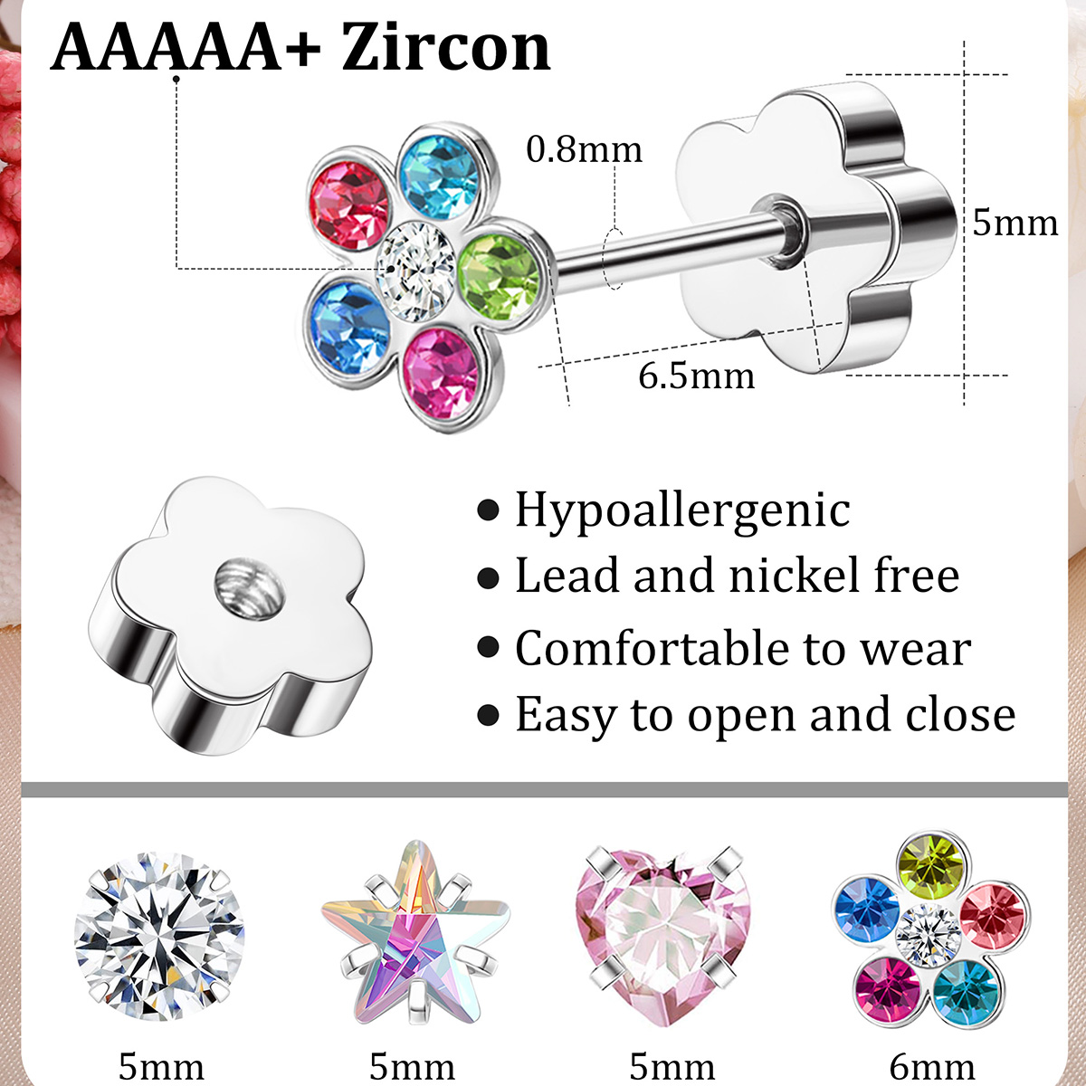 TUPMI Hypoallergenic Flat Back Earrings for Women Stainless Steel Cartilage Earrings Heart Handmade Screw for Sensitive Skin Nap