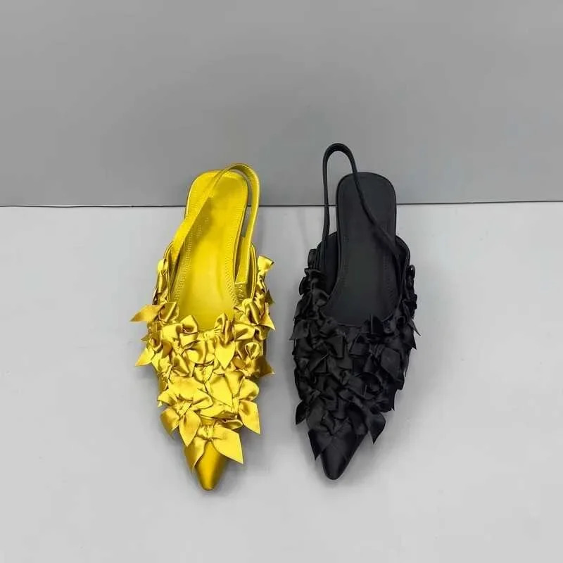 Womens Shoes 2024 Closed Toe Womens Sandals Fashion Bow Dress Sandals Womens Selling Pointed Toe High Heel Sandals 241111