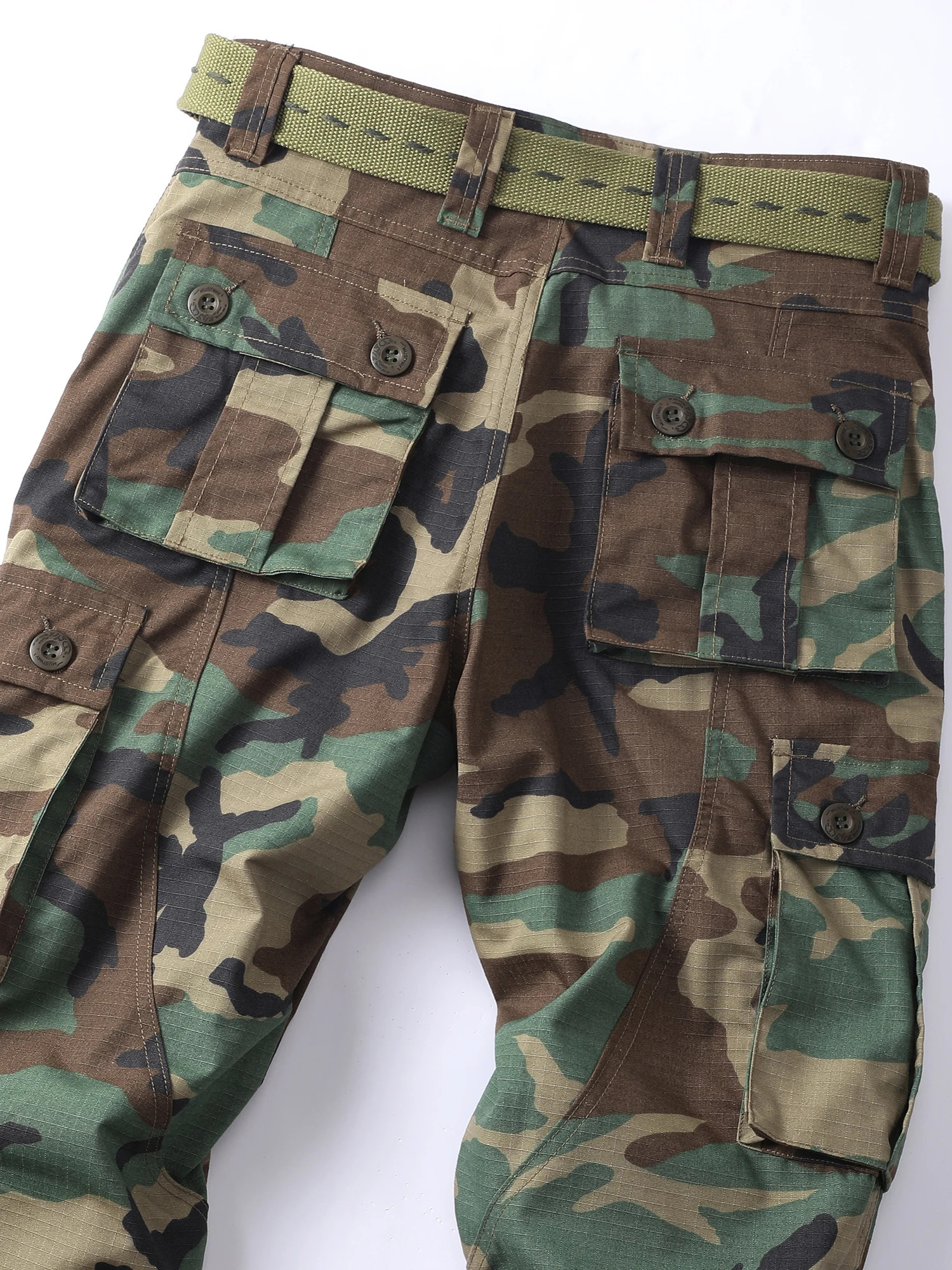 AKARMY Camo Multi Flap Pockets Mens Straight Leg Cargo Pants Loose Casual Outdoor Tactical Work For Men No Belt 241112