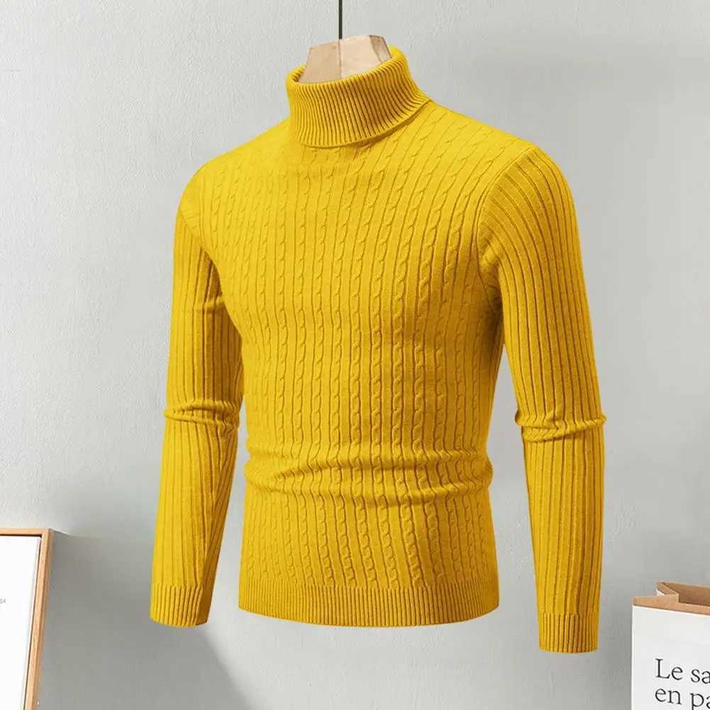 Autumn and Winter Mens Sweater Solid Color Long Sleeve Basic Mens Knitted Sweater Casual Turtle Neck Mens Sweater W2411111