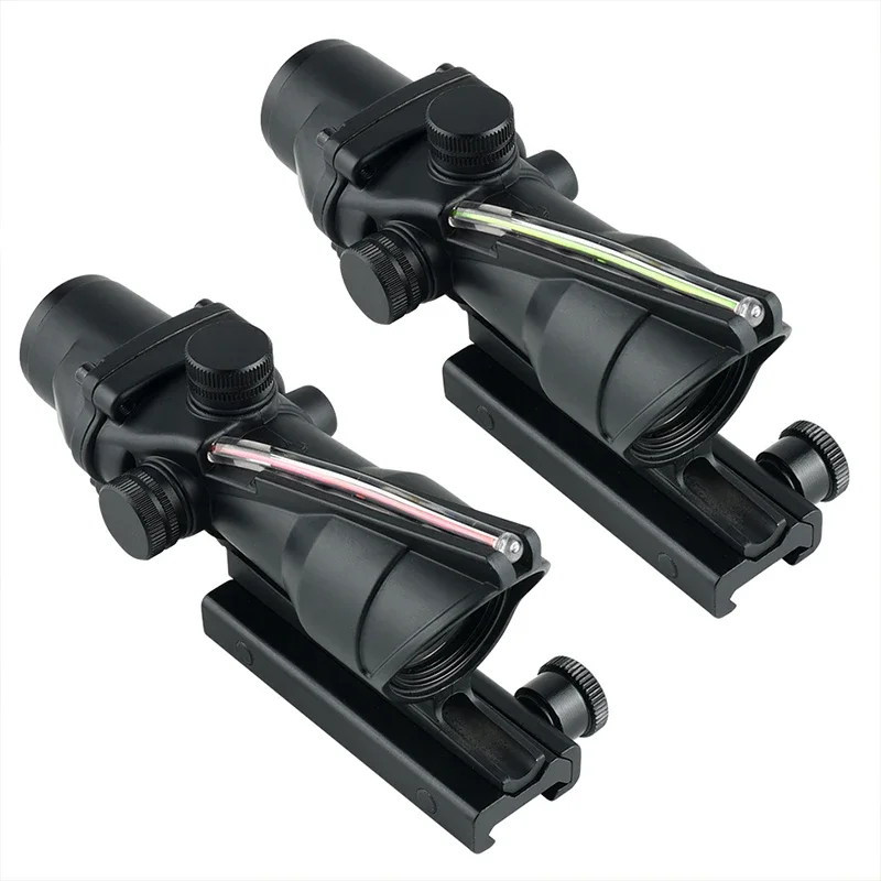 Fiber Scope 4X32 Red Green Optics Rifle Scope Hunting Tactical Fiber Reflex Illuminated Sight No Battery Required Collimator