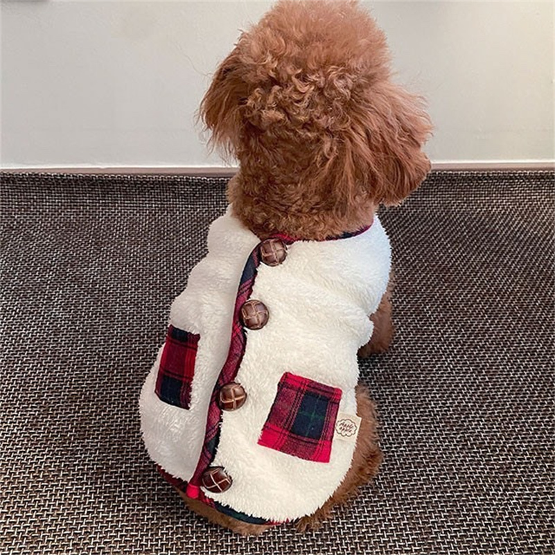 Winter Coat with Scraf for Small and Medium Dogs Puppy Plaid Jacket Cotton Coat for Cold Weather Windproof Warm Dog Garments Pet Thickened Outfits