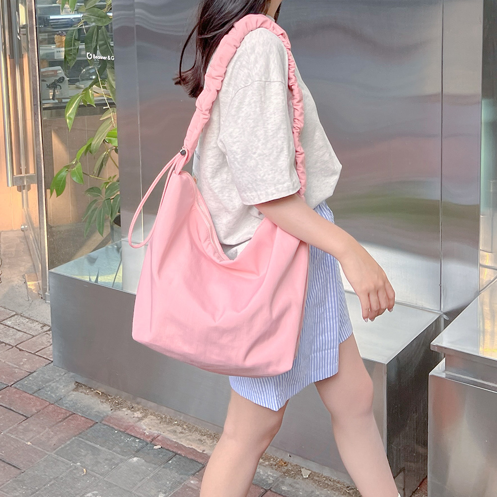 Bag Hobo Women Simple With Ruched Strap Casual Armpit Bag Solid Color Large Capacity ddmysmile Girls Outdoor Leisure Bag Smile