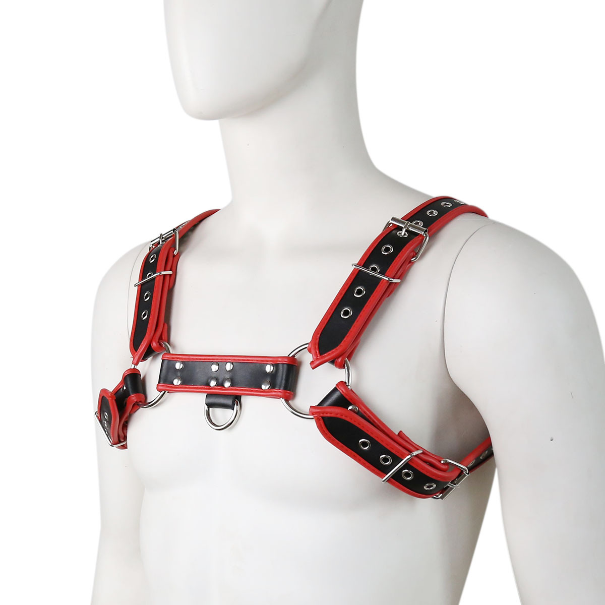 Men's Red Punk Erotic PU Leather with Air Holes Double Halter Shoulder Chest Strap Bondage Belt de4fc 5 68e96