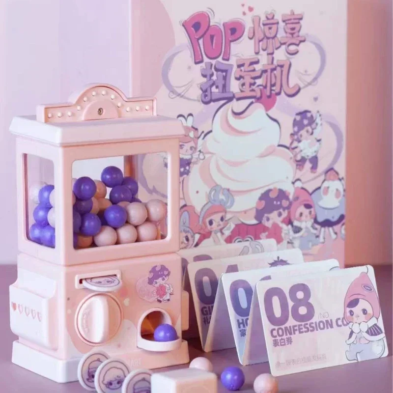 Pink Machine Figure Capsule Machine GASHAPON Party Game Toy with Card Molly Dimoo Figure Gift Party