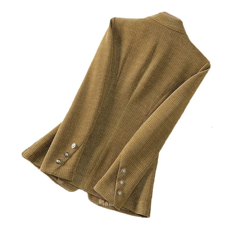 Spring and autumn set jacket for womens fashion ultra-thin gold velvet long sleeved set jacket for womens casual business jacket 241111