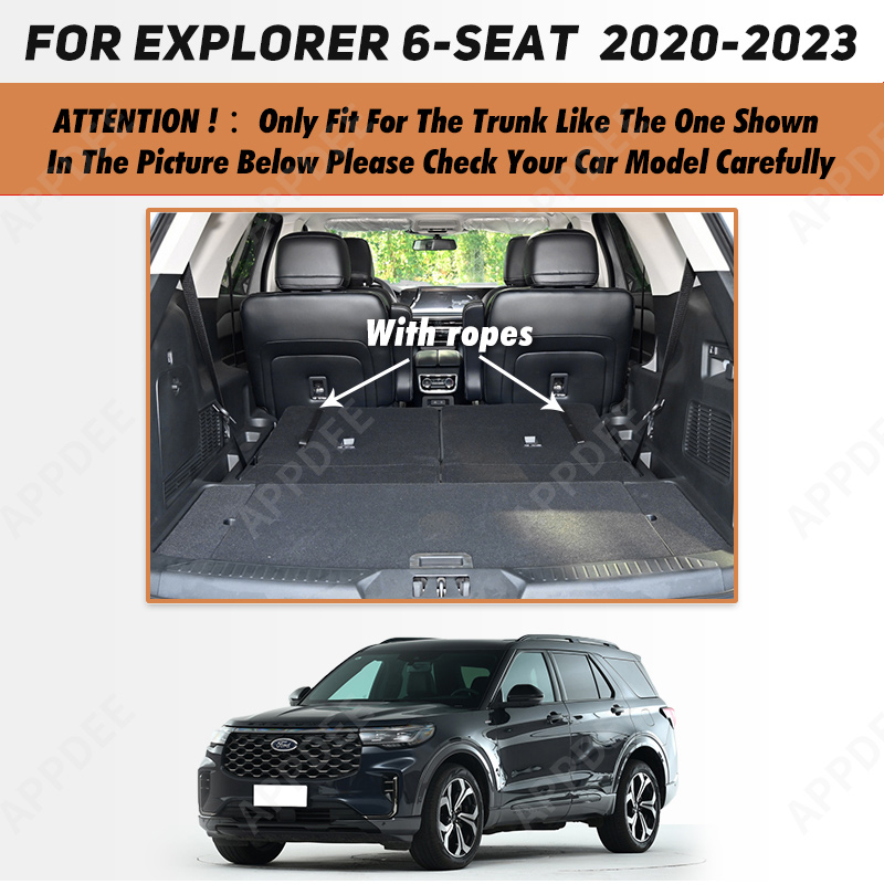 Auto Full Coverage Trunk Mat For Ford Explorer 6-Seat 2020-2023 22 Car Boot Cover Pad Cargo Liner Interior Protector Accessories a334e