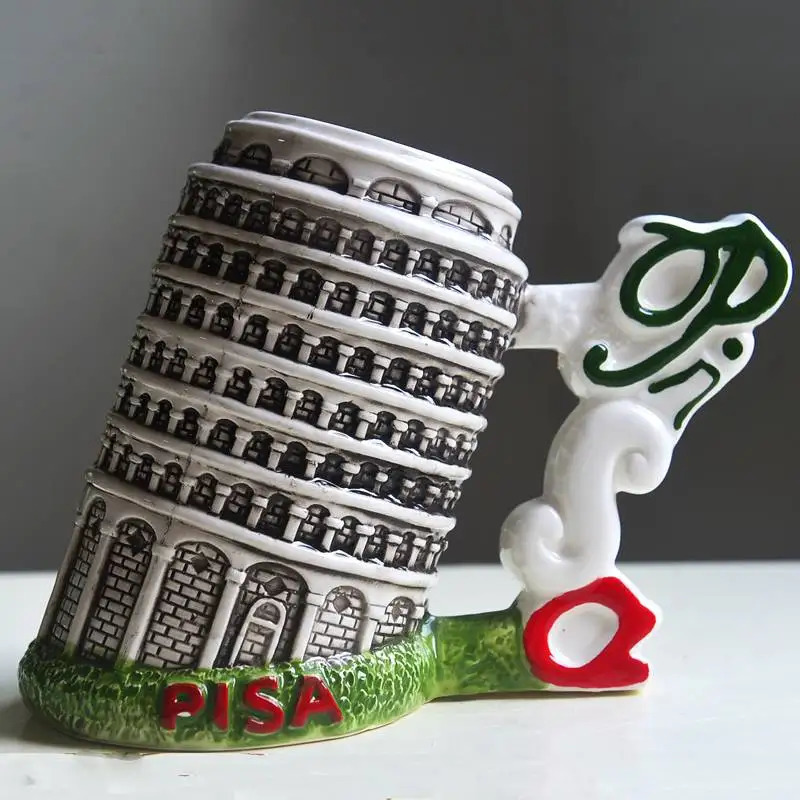 Creative Roman Italian Pizza Ceramic Cup Leaning Tower of Pisa Ceramics Coffee Cup Milk Coffee Cup Beverages Birthday Gift 241108