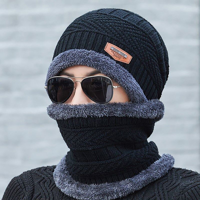 Winter Hats Knit Men And Women Fleece Scarf Outdoor Riding Hat Warm Thickening Plus Veet Neck Protect Cap