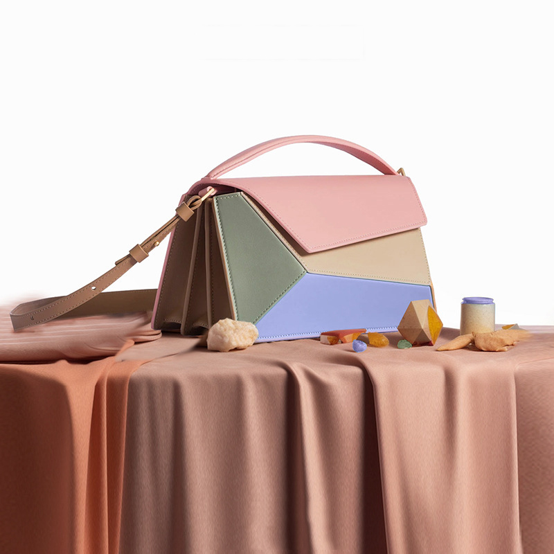 Designer Inspired Geometric Messenger Bag Luxury Leather Small Square Crossbody Handbag Fashion Contrast Rhombic Pattern Purse High Texture Shoulder B
