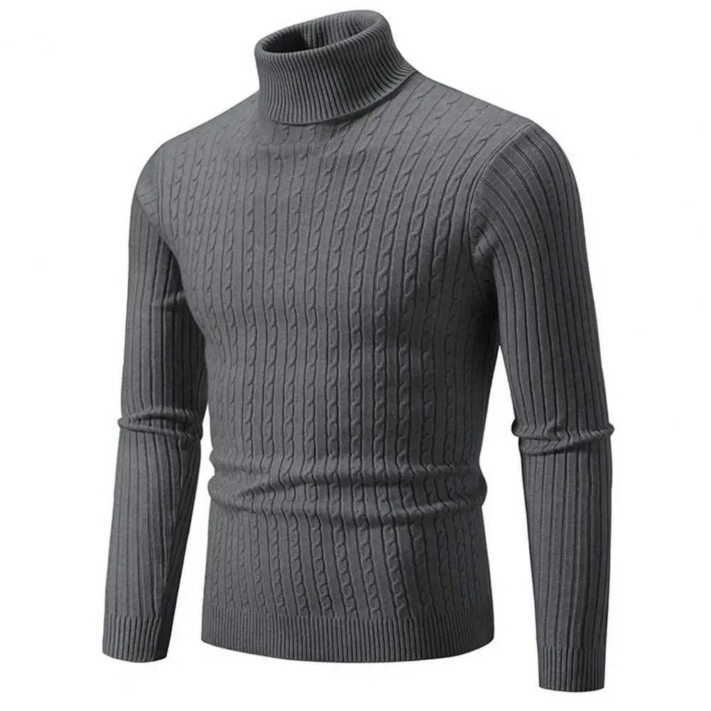 Autumn and Winter Mens Sweater Solid Color Long Sleeve Basic Mens Knitted Sweater Casual Turtle Neck Mens Sweater W2411111