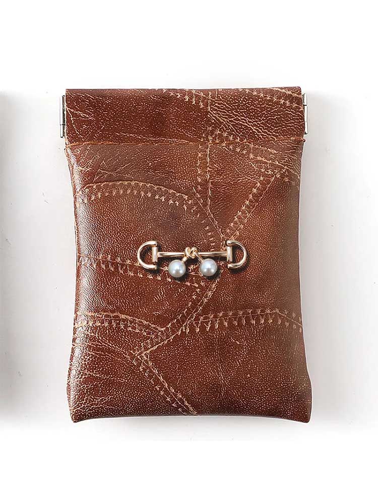 PU Key Wallet - Car Key Bag - Large Capacity Anti-Scratch Realist Gold Crystal Decor Dangle 5f361