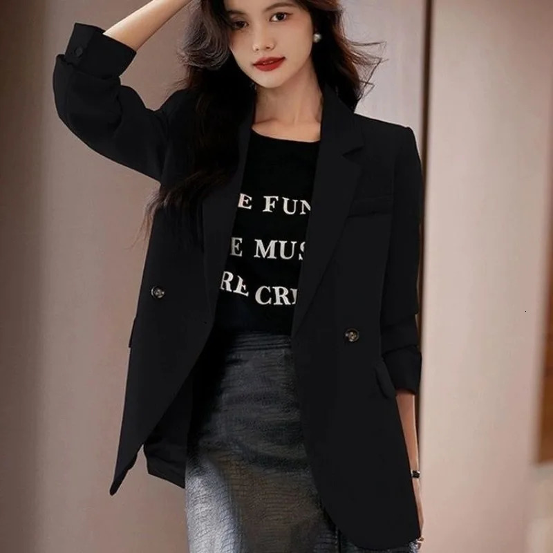 Suit jacket womens clothing jacket spring autumn coat Korean fashion long sleeved custom button solid coat 241111