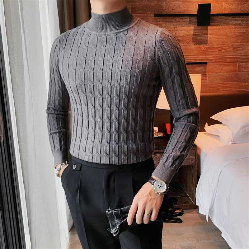 Autumn and winter Turtleneck fashion simple ultra-thin sweater mens clothing high neck casual zipper knitted shirt plus size S-3XL W2411111
