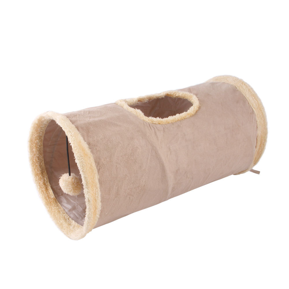 1 foldable cat tunnel, fluffy cat channel with ringing paper cat toys, suitable for cats hiding nature, convenient storage