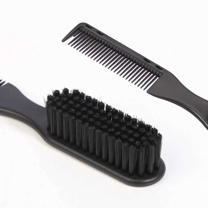 Professional double-sided comb mustache styling brush shaving brush hair cutting brush vintage carving cleaning accessories W241112