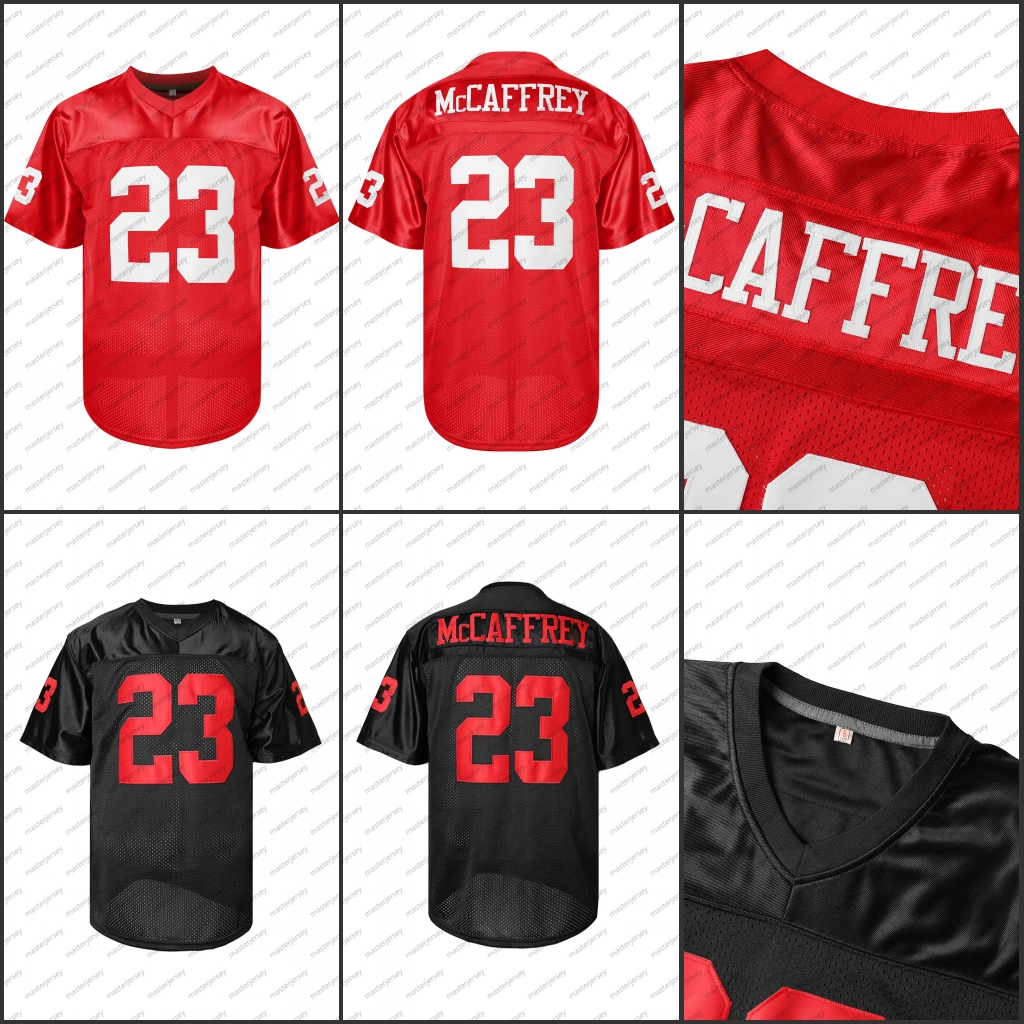 #23 McCAFFREY Comfy V-Neck Football Jerseys Men Mesh Embroidery For Training And Competition Breathable Moisture-Wicking Short Sleeve Top for Active J