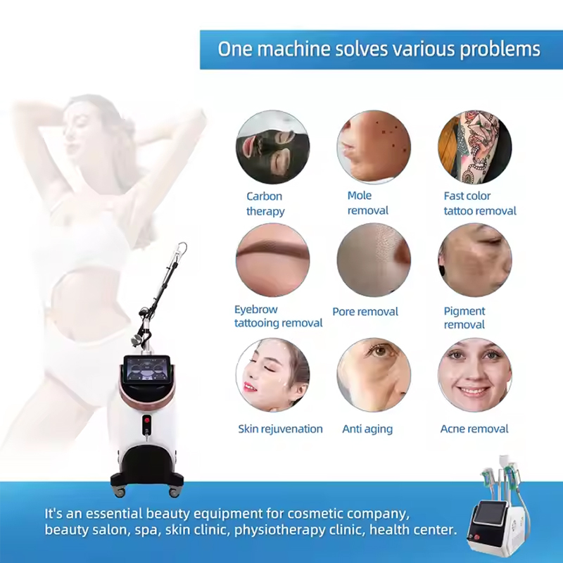 Vertical pico laser q switched 532nm 1064nm all color pigment removal nd yag picosecond tattoo remove device