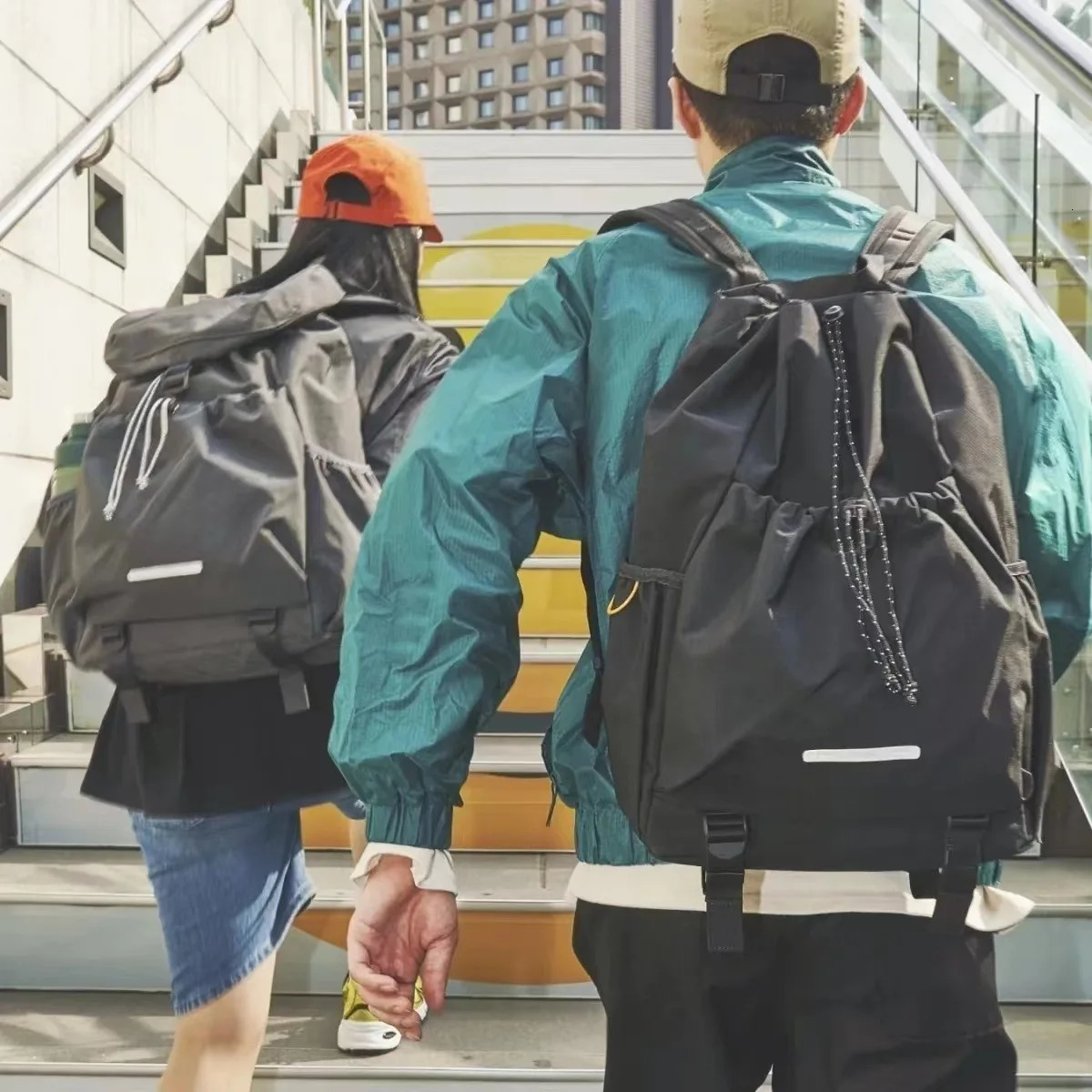 Womens backpack Simple drawstring backpack casual streetwear Y2k preparatory school backpack high-capacity Rucksack 241111