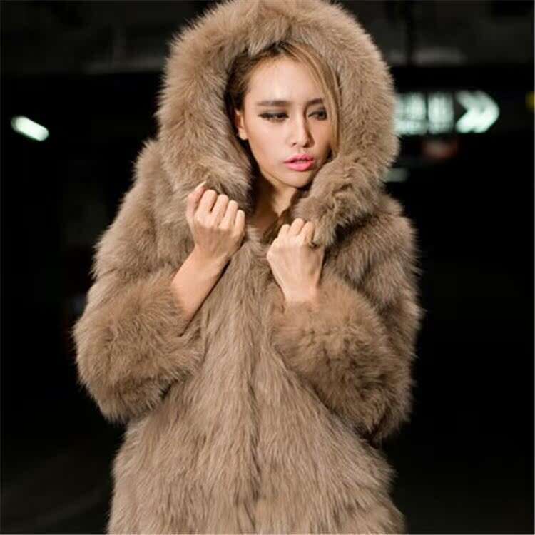 shanshi fur coat women Women's new fox long style flip hat jacket with insulation imitation fur coat
