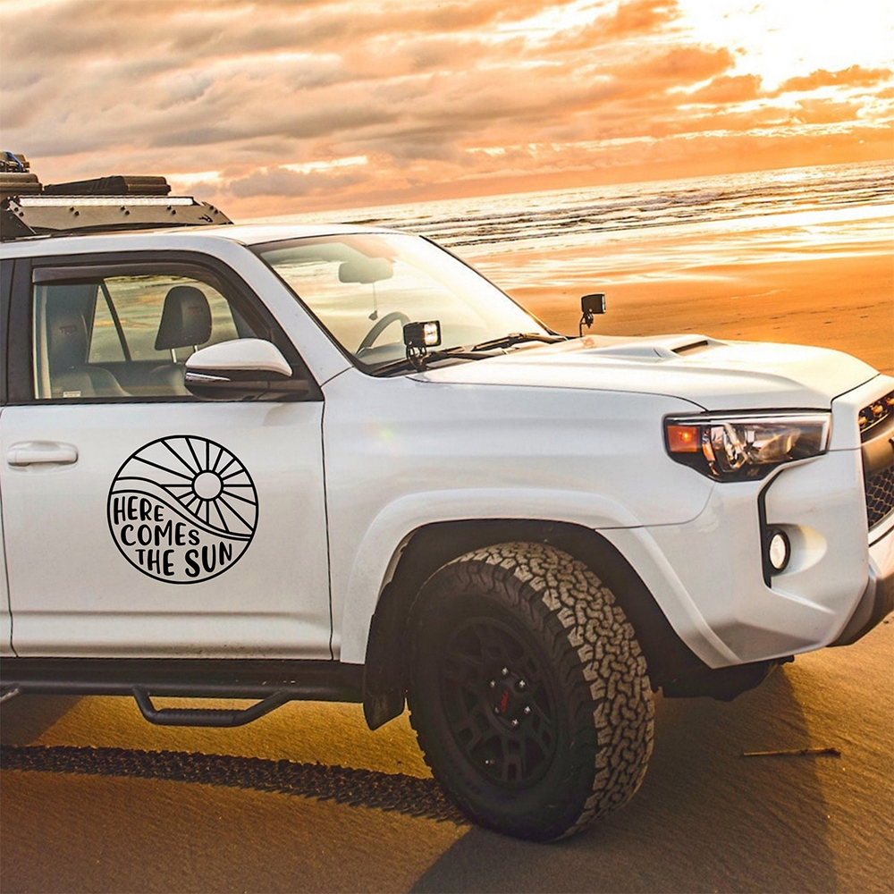 Here Comes The Sun Car Styling Stickers Camper Motohome Decor Vinyl Traval Decals Windows Bumper Decoration