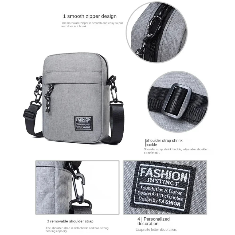 Nylon Shoulder Bag Black Grey Blue Casual and Fashionable Men Hand Retro Business Crossbody 241111