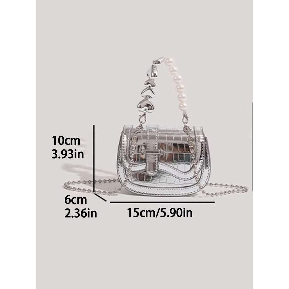Summer high-grade sense niche texture pearl chain crossbody mini sier handbag girl 2024 new model