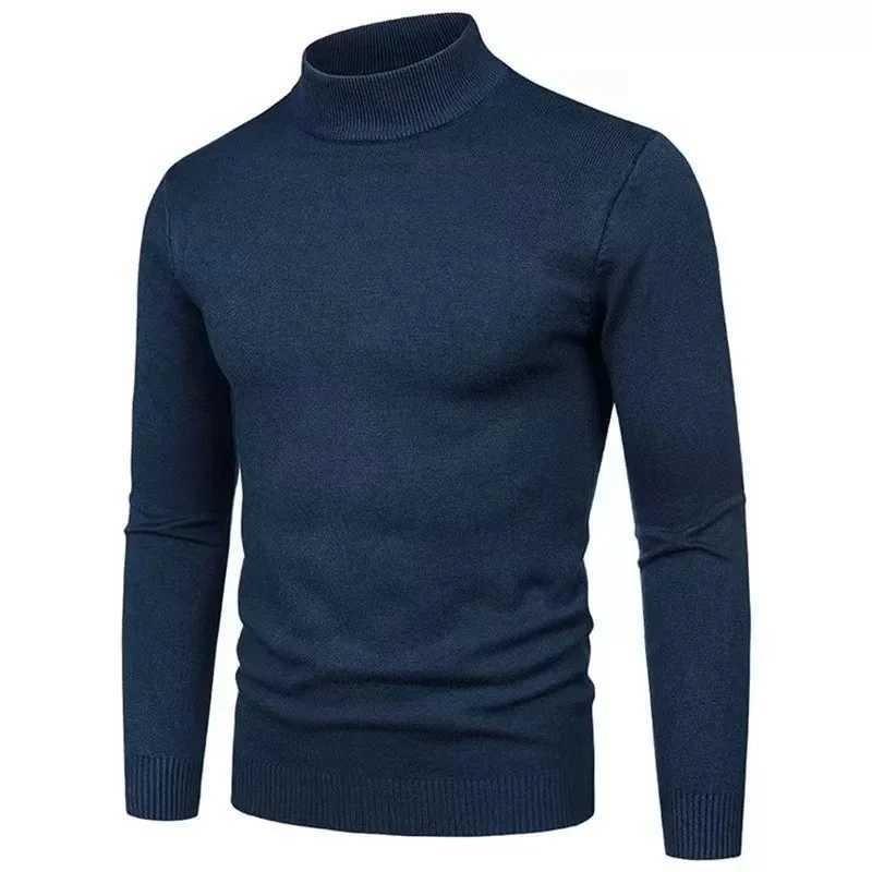 High quality turtle neck sweater mens pull-out basic solid turtle neck sweater mens black wine red green gray purple knitted mens style W2411111