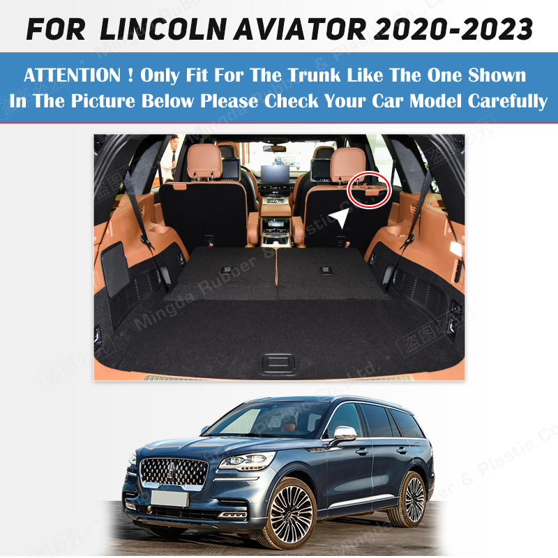 Full Coverage Trunk Mat For Lincoln Aviator 6-Seat 2020 2021 2022 2023 Car Cover Pad Cargo Liner Interior Protector Accessories 7cd00