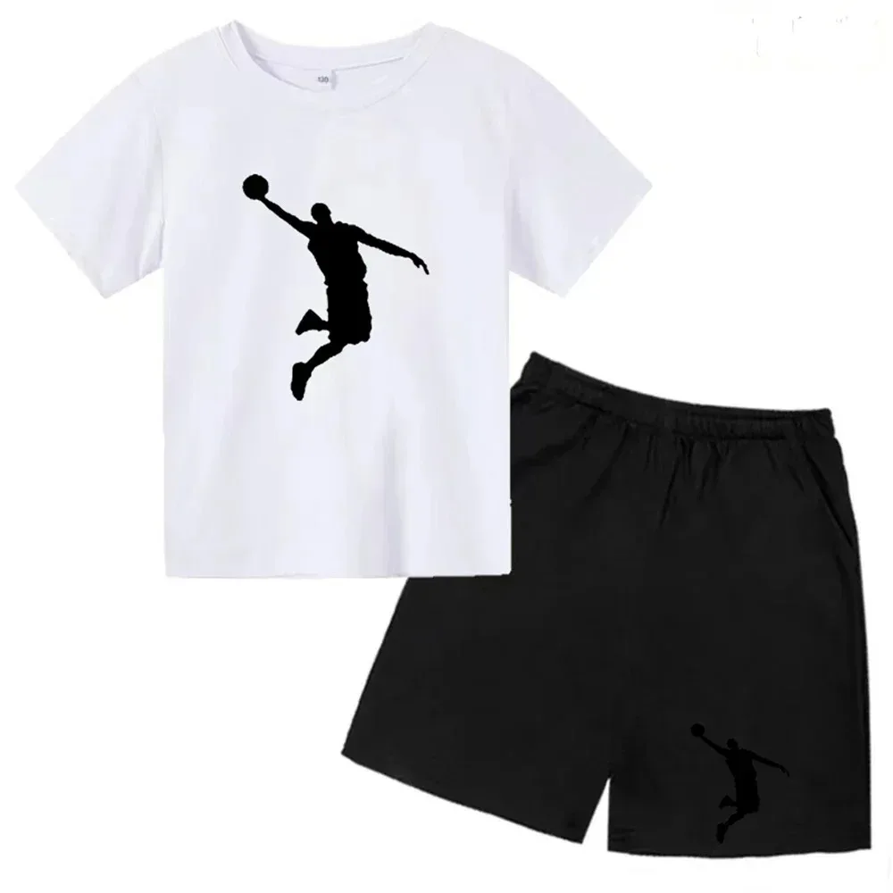Boys Girls Children's T-shirt Set Summer Kids Tshirts +Shorts Sports Short Sleeve Casual Wear 4-14 Year Old Children's Clothing