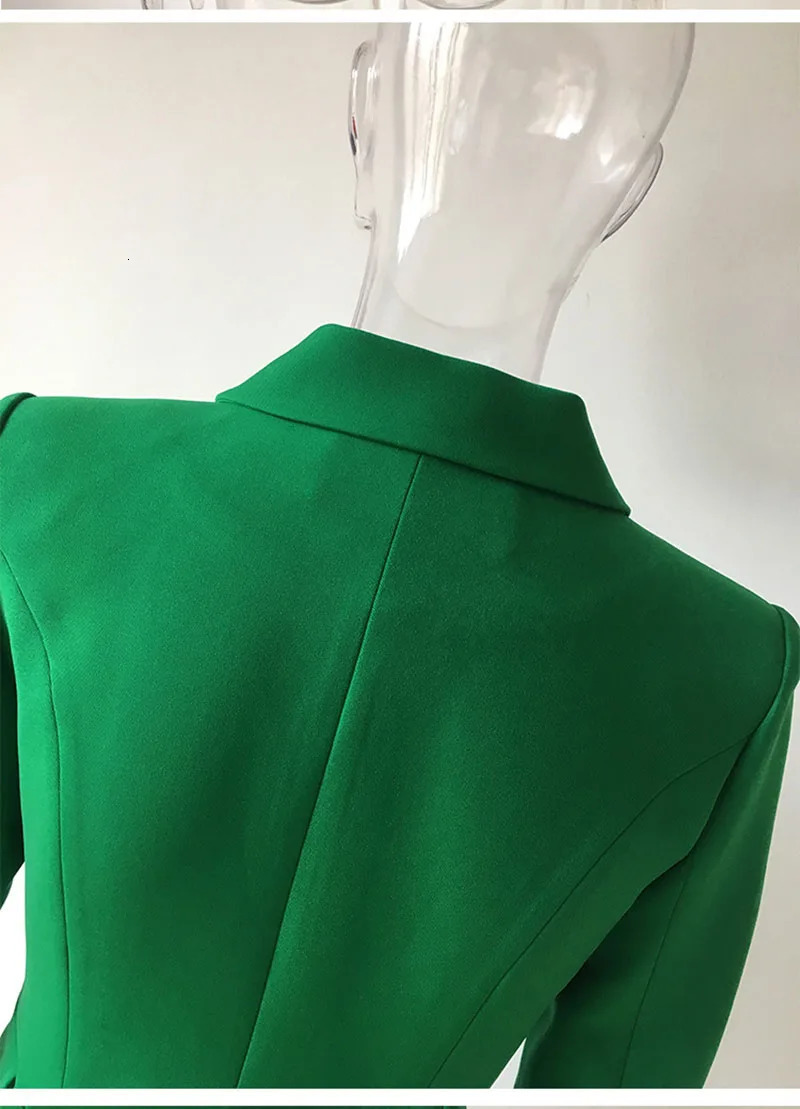 HIGH STREET Stylish ner Blazer Womens Double Breasted Lion Buttons Slim Fitting Jacket 241112