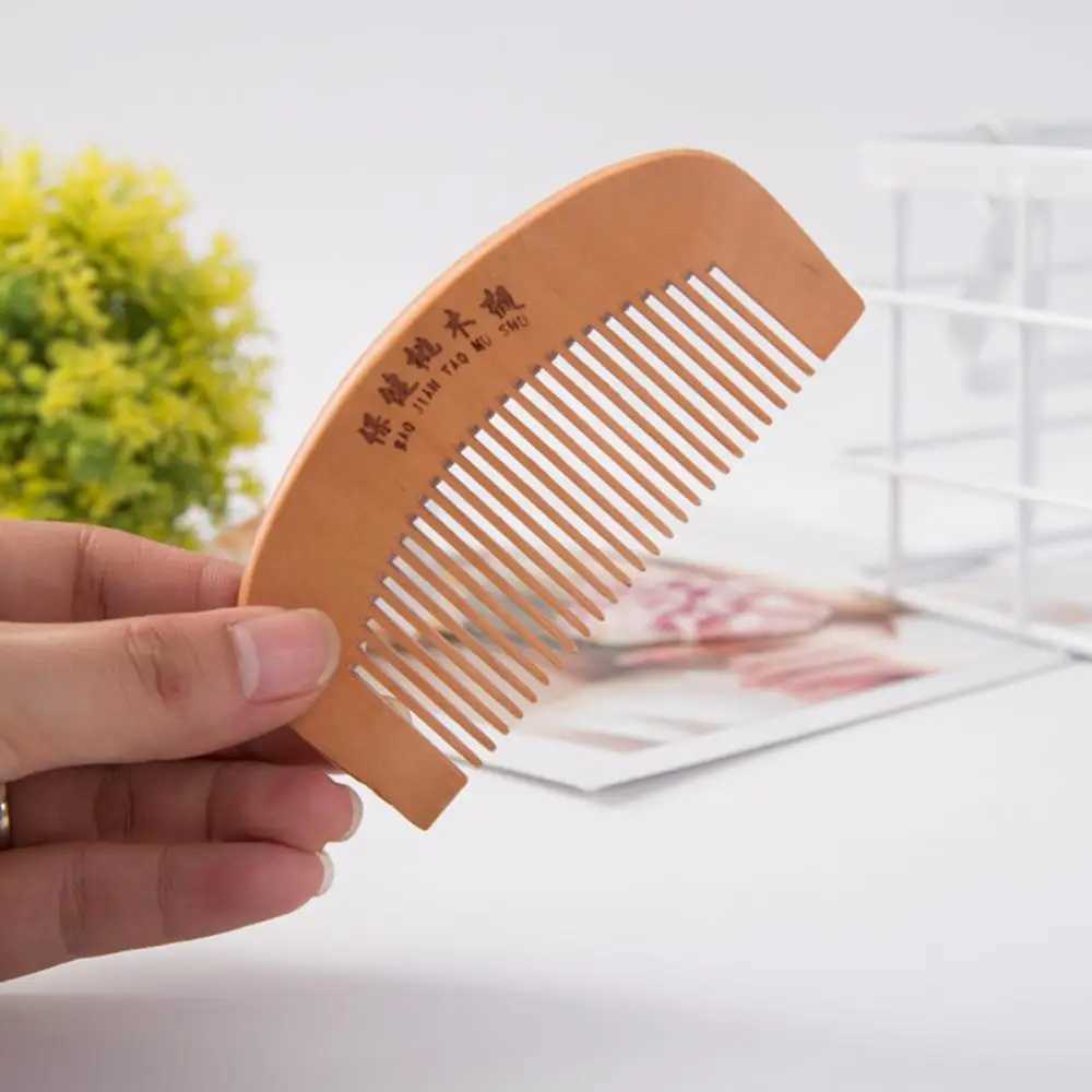 Pcs natural peach wood comb for hair health closed teeth anti-static hair massage beard care beauty accessories W241112
