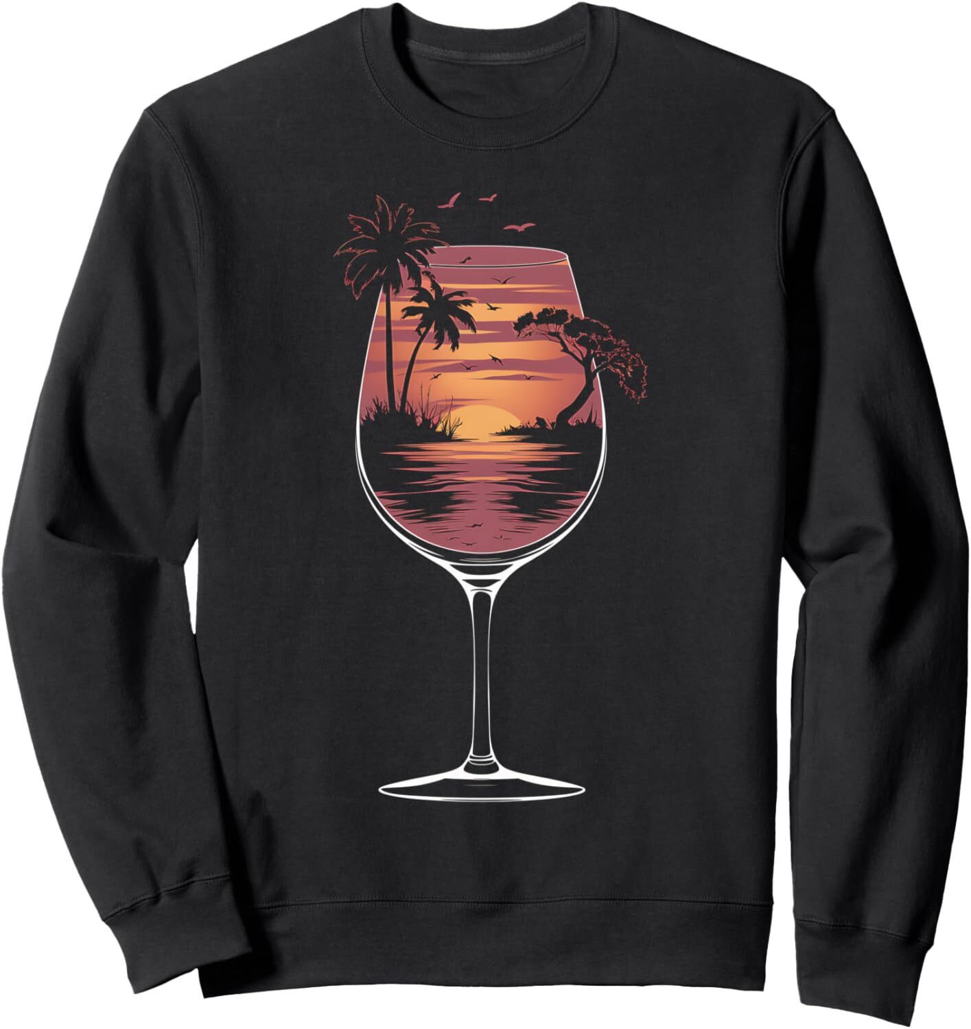 Long Sleeve Shirts for Men sweatshirt Beach Sunset Palm Tree Ocean Wine Lover Summer Vacation Sweatshirt T shirt Tee Streetwear Casual tops clothes