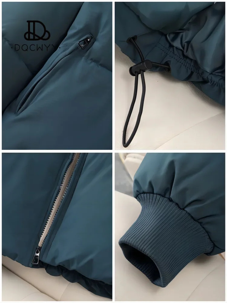 Womens Winter Cotton Jacket Loose Slim Warm Bread Clothing Short Zipper Monochromatic Coat Parkas Tops 2024 241108