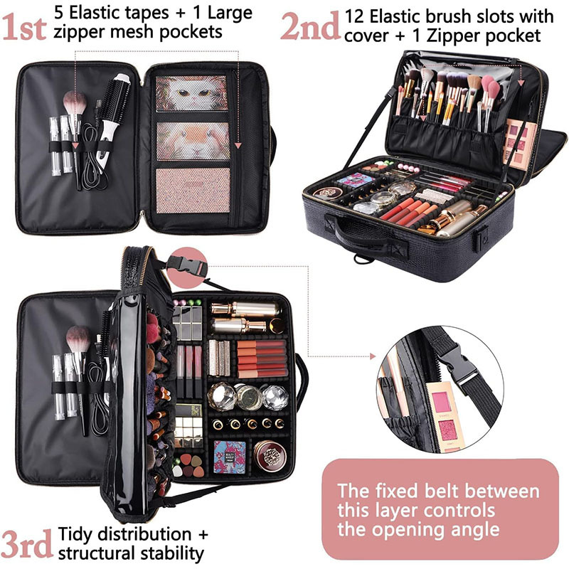Makeup Brush Case Make Up Bags Vanity Maleta Maquille Full Professional Makeup Suitcase Women Cosmetics Nail Tool Storage Box cebfd