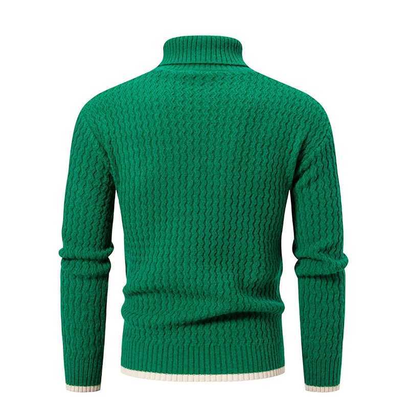 Mens casual suit basic top knitted turtle neck pullover sweater in green red black W2411111