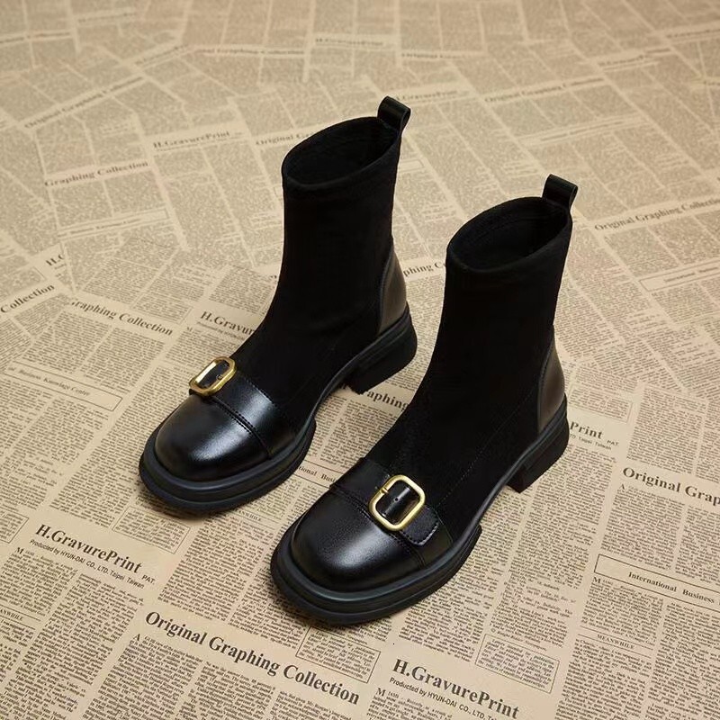 Designer Boot Retro Slim Boots, Fashion Brown Socks Boots, Women's 2024 Trendy Autumn And Winter Stylish Short Boots, Ankle Boots 706