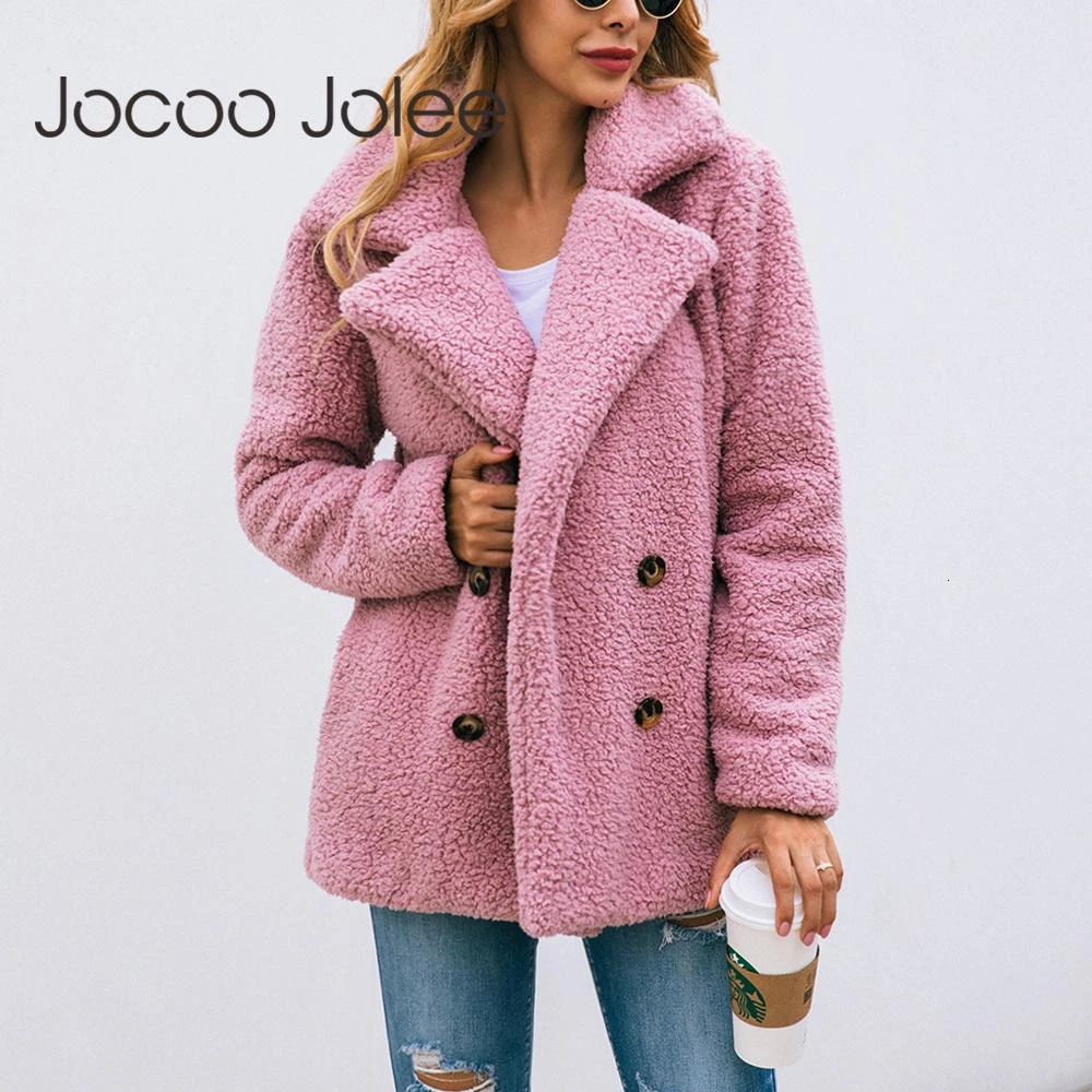Jocoo Jolee Womens Elegant Faux Fur Jacket Womens Fashion Double Layer Teddy Coat Warm Soft Coat Extra Large Coat 241112