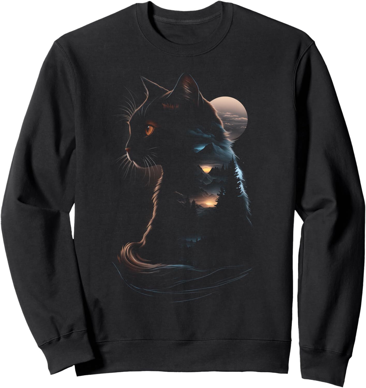 Long Sleeve Shirts for Men sweatshirt Cat Hiking Mountain Sunset Forest Nature Lover Gift Graphic Sweatshirt T shirt Tee Streetwear Casual tops clothe