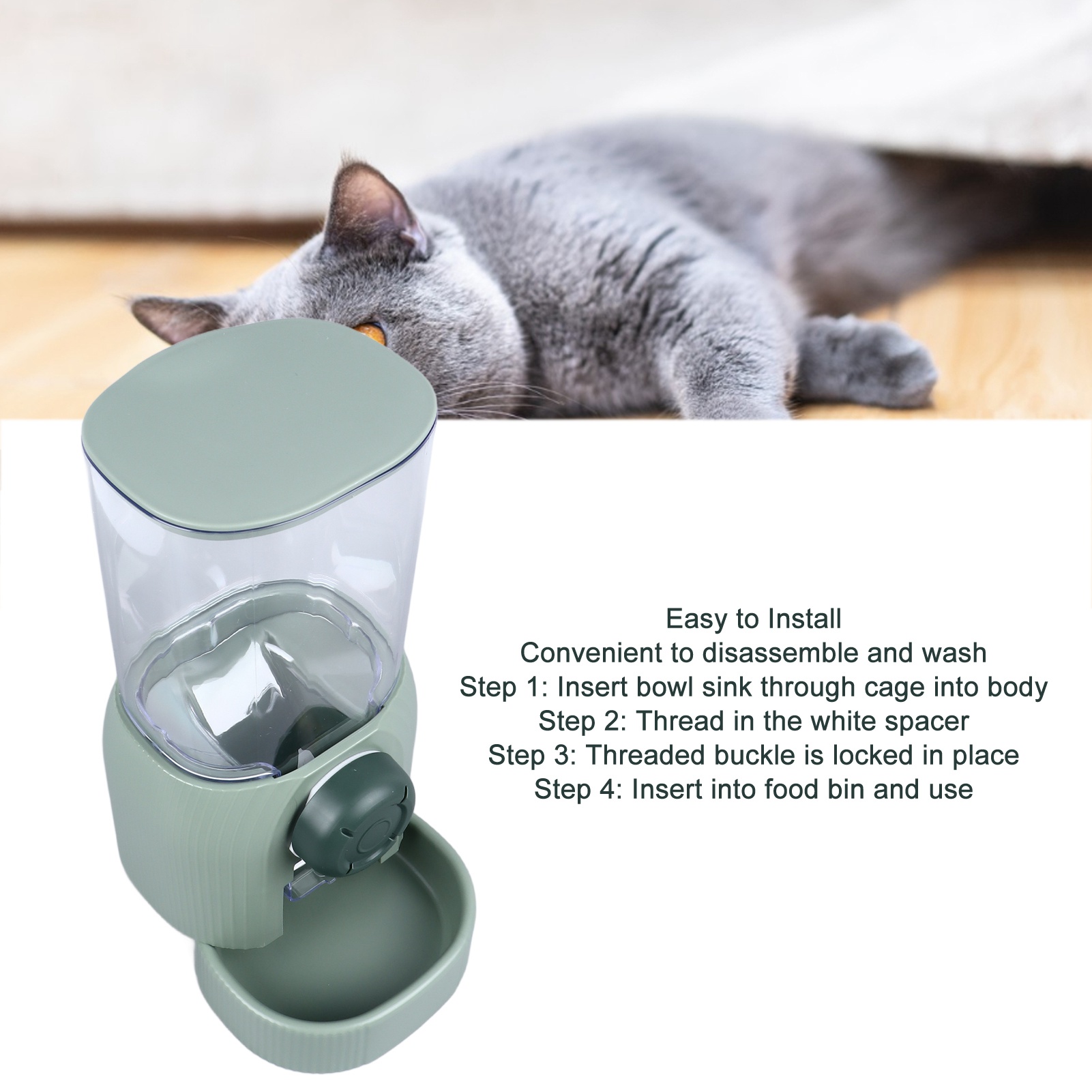 Pet Hanging Automatic Feeder Large Capacity Detachable Pet Cage Food Dispenser For Cat Dog Hamster Chinchilla