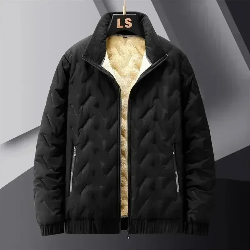 Winter Wool Fleece Jacket Men Thermal Lined Thick Warm Fleece Jacket Male Coat Turn Down Collar Parkas Korean Outerwear Jackets 241111